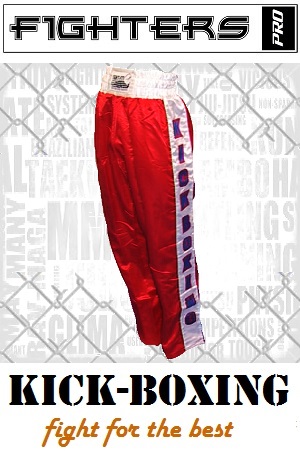 FIGHT-FIT - Kick-Boxing Hosen / Satin / Rot / Small