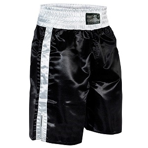 FIGHT-FIT - Shorts de Boxeo Largo / Negro-Blanco / Large