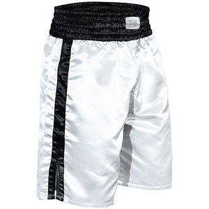 FIGHT-FIT - Pantaloncini da Boxe Lunghi / Bianco-Nero / Small