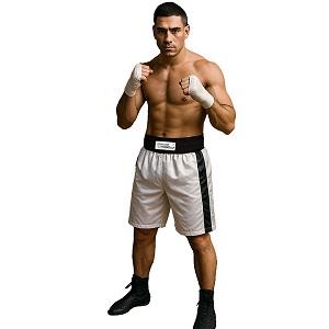 FIGHT-FIT - Boxing Shorts / Boxhosen / Long Cut / Weiss-Schwarz / XL