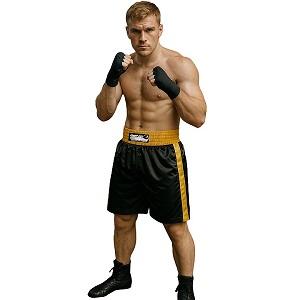 FIGHT-FIT - Boxing Shorts / Boxhosen / Schwarz-Gelb / Large