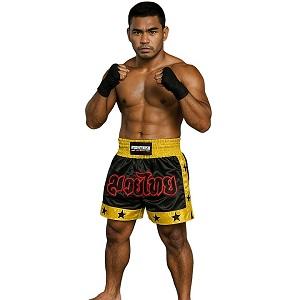 FIGHTERS - Muay Thai Shorts / Schwarz-Gelb / XL