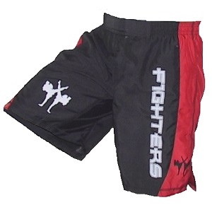 FIGHTERS - Fightshorts MMA Shorts / Cage / Schwarz-Rot / Small