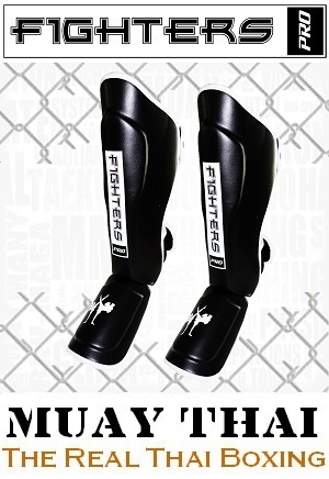 FIGHTERS - Muay Thai Schienbeinschutz / Striker / Schwarz / XL