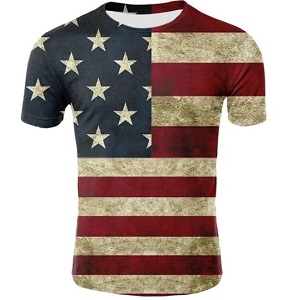 FIGHTERS - T-Shirt / Etat Unis / Rouge-Blanc-Bleu / Small