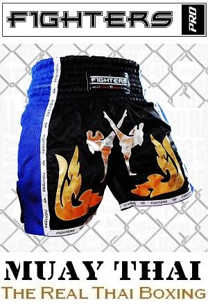 FIGHTERS - Thaibox Shorts / Elite Fighters / Schwarz-Blau / XS