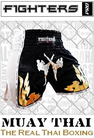 FIGHTERS - Thaibox Shorts / Elite Fighters / Schwarz-Weiss / Large