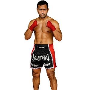 FIGHTERS - Shorts de boxe thai / Elite Muay Thai / Noir-Rouge / XXL