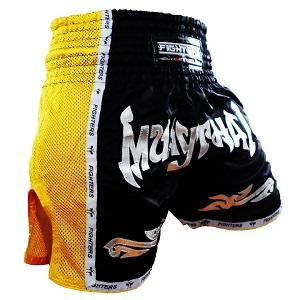 FIGHTERS - Thaibox Shorts / Elite Muay Thai / Schwarz-Gelb / Medium