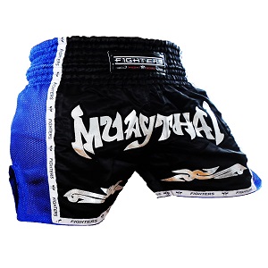 FIGHTERS - Shorts de boxe thai / Elite Pro Muay Thai / Noir-Bleu / Large