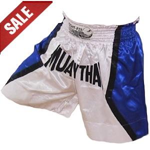 FIGHTERS - Shorts de Muay Thai / Blanc-Bleu / XL