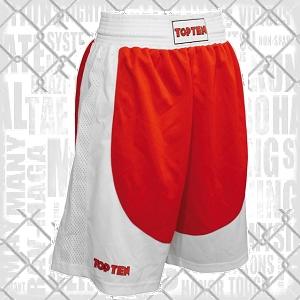 Top Ten - Shorts de boxeo para hombre / Rojo-Blanco / Medium