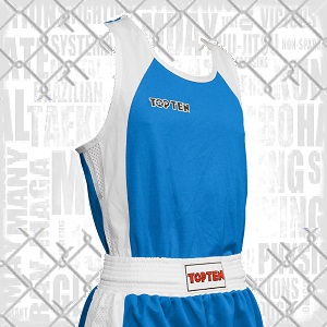 TOP TEN - Men's Boxing Shirt / Blue-White / Small
